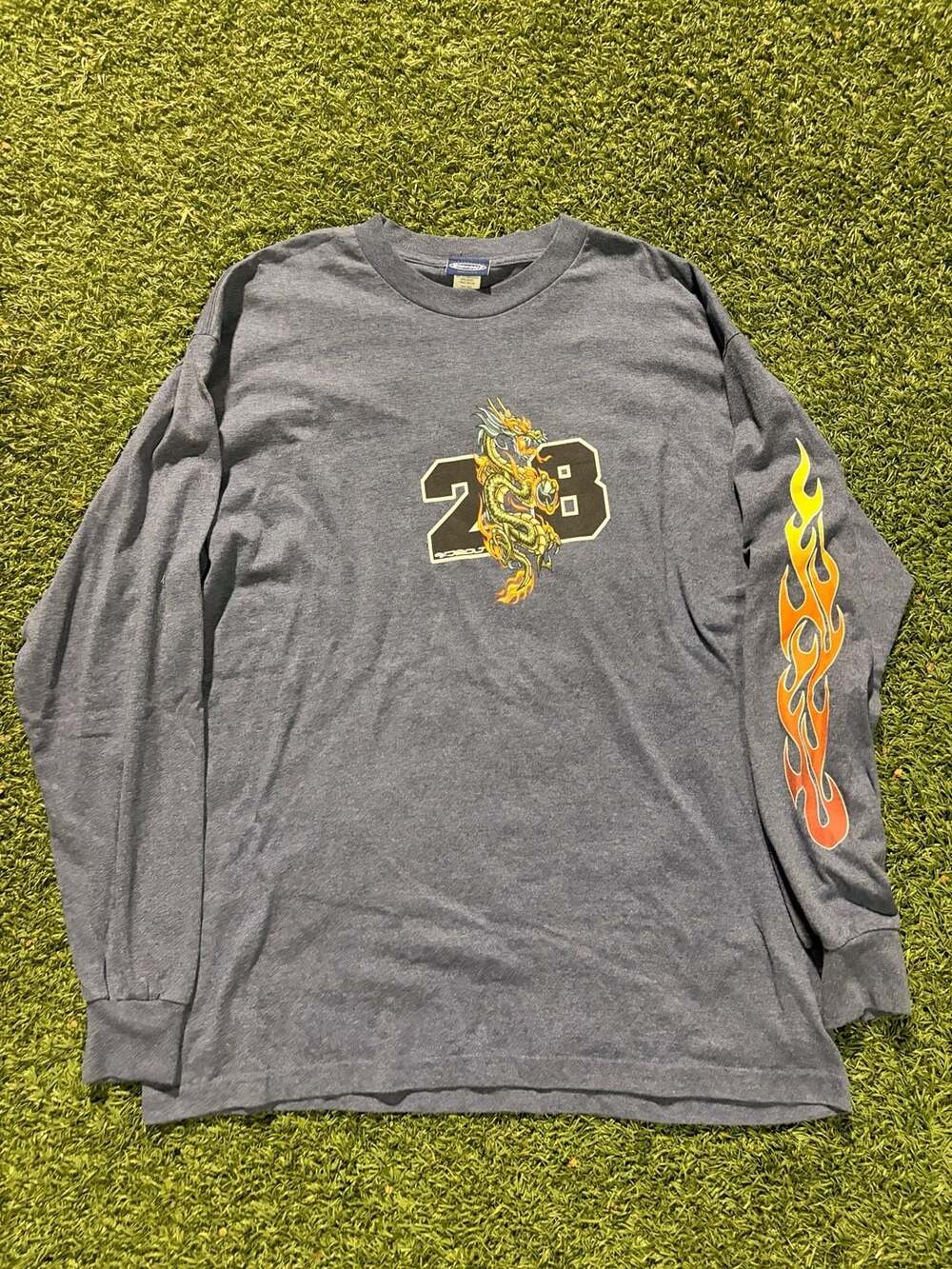 Vintage Sideout Y2K Dragon and Flame Graphic Long Sleeve T-Shirt
